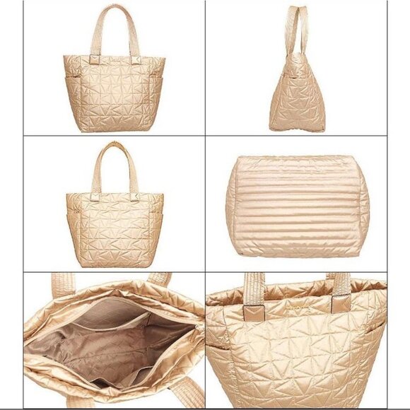 Michael Kors Winnie Quilted Nylon Pale Gold Large Tote - Picture 11 of 11